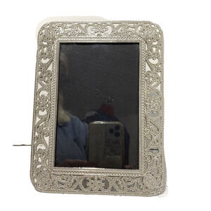 Sheffield Home Photo Frame 4 X 6 Ornate Silver Toned Textured Filigree Pattern